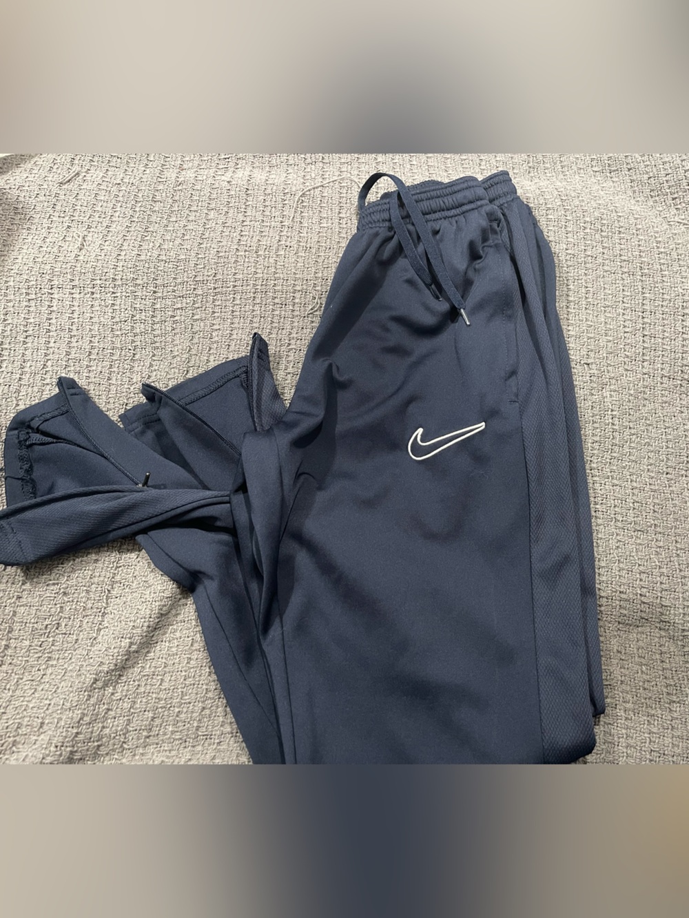 Youth Size Medium Nike Navy and White Swoosh Athletic Joggers